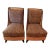 Pair of Palecek Cane Slipper Chairs — Hollywood Regency, Chevron Upholstery For Sale