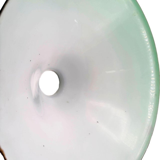 1920s Deco Banker/Poker Ceiling Light W/ 11" Brass Rim Green Glass Shade, 5 Available For Sale - Image 13 of 13