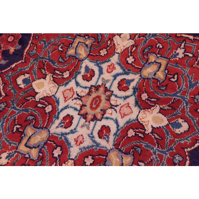 Vintage Hand-Knotted Wool Runner Rug – 6.4 X 12.1 Navy Blue Red For Sale In New York - Image 6 of 8