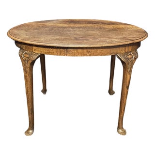 Antique French Oak Oval Occasional or Side Table With Lovely Queen Anne Legs For Sale