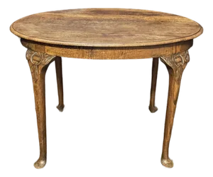 Antique French Oak Oval Occasional or Side Table With Lovely Queen Anne Legs