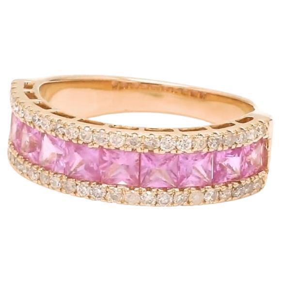 Natural 1.60 cts pink sapphire & 0.30 cts diamond ring in 18k gold For Sale - Image 15 of 18