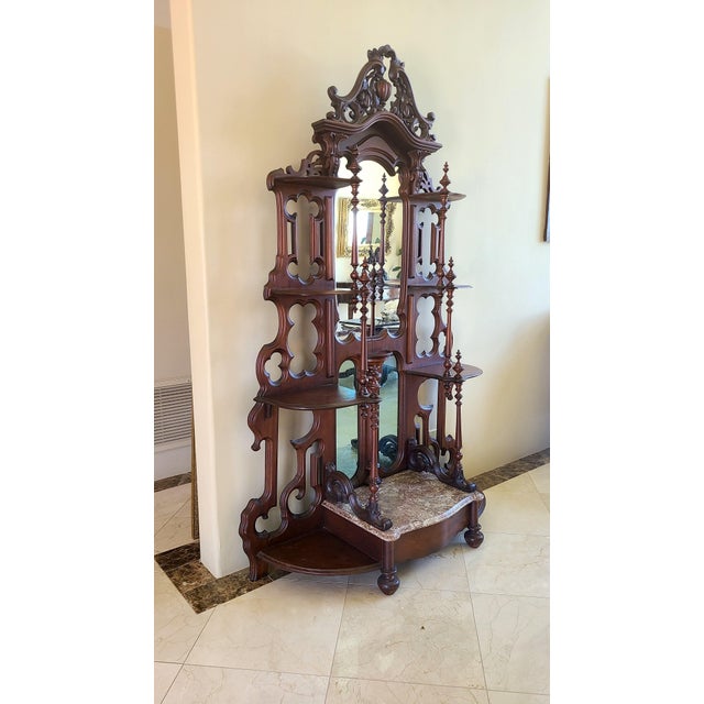 Antique Victorian Hall Tree With Drawer and Marble Shelf Base Chairish