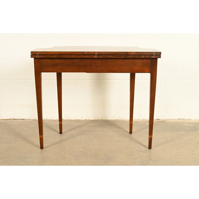 Baker Furniture Federal Inlaid Mahogany Flip-Top Console or Game Table For Sale - Image 14 of 17