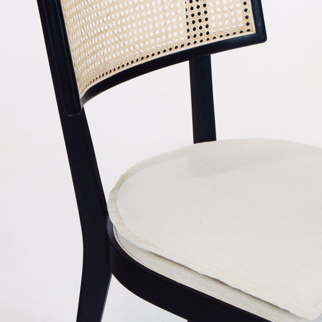 Octavia Dining Chair With Rattan Backrest and Upholstered Seat For Sale - Image 11 of 11