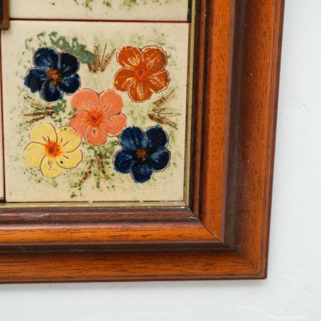 1970s Mid-Century Modern Wood and Ceramic Mirror, 1970s For Sale - Image 5 of 15
