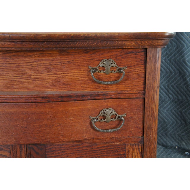 Antique Victorian Quartersawn Oak Chest Washstand Dry Sink W Towel Bar Rack For Sale - Image 6 of 12