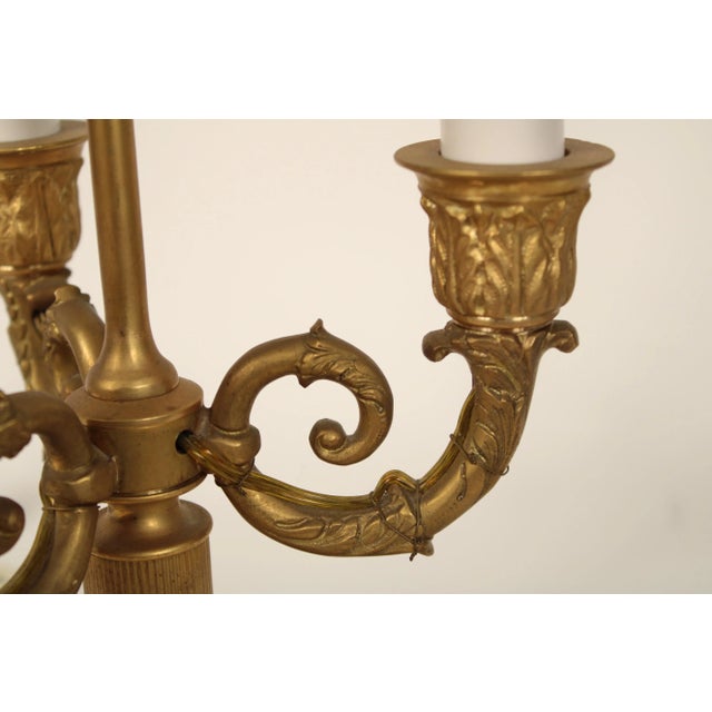 1970s Louis XVI Style Bronze Bouillotte Lamp With Tole Shade For Sale - Image 5 of 12