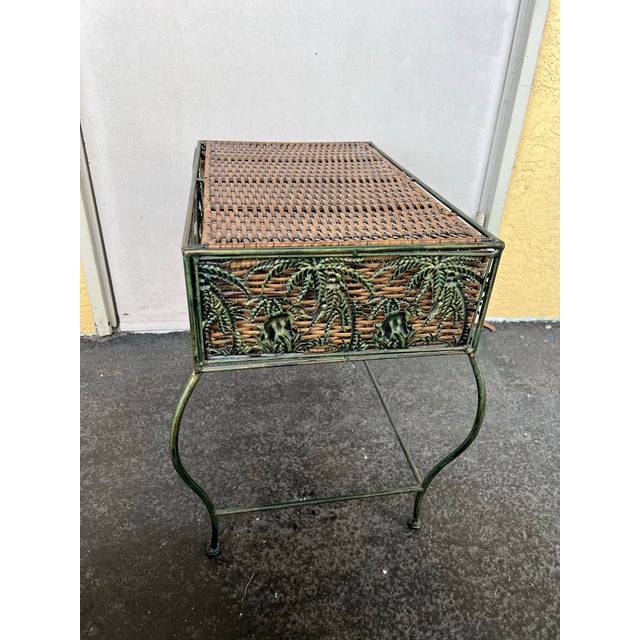 Green Vintage Plant Stand or Side Table With Drawer For Sale - Image 8 of 10