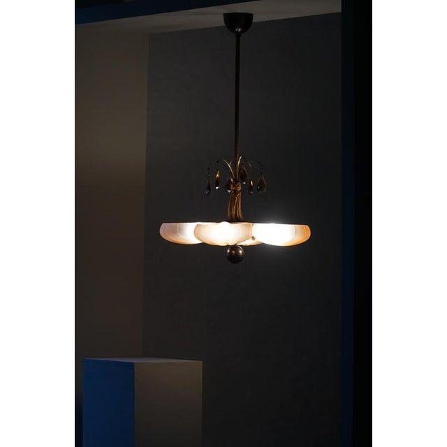 Vintage Swedish Art Deco Pendant Light by Harald Notini for Böhlmarks, 1930s For Sale - Image 10 of 13