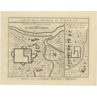 Antique Map of Cities in the Province of Shanxi in China, 1749 For Sale