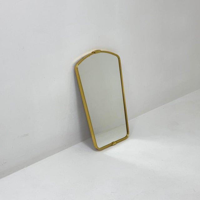 Mid-Century German Asymmetric Brass Wall Mirror, 1960s For Sale - Image 3 of 11