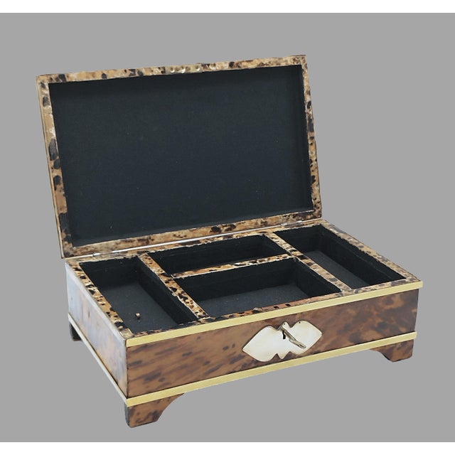 Wood and Brass Jewelry Box, 1950s For Sale - Image 12 of 14