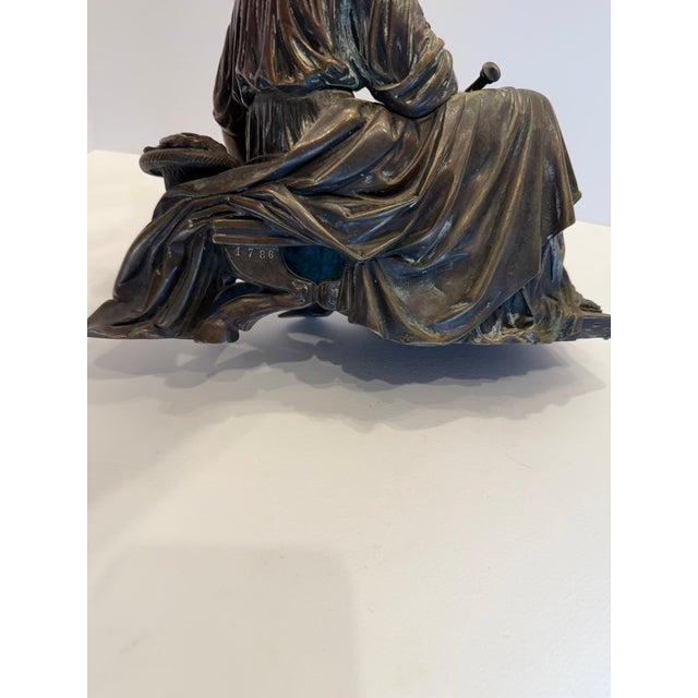 Metal Ferdinand Barbedienne Fonduer - 19th C Solid Bronze Statue of Sleeping Penelope - Fine Art Classical Greek Figural Sculpture Foundry Serial Stamped For Sale - Image 7 of 7