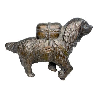 Antique Early 1900's Cast Iron St Bernard Dog Pack Still Coin Bank a.c. Williams For Sale