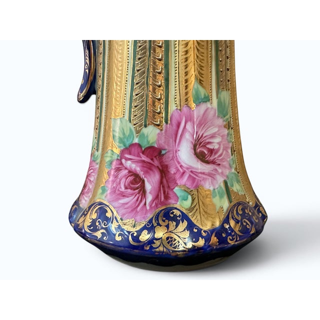 Ceramic Japanese Nippon Morigage Porcelain Tankard, 16" Tall, Ca 1910 For Sale - Image 7 of 11