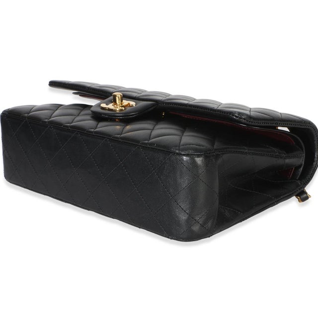 Animal Skin Black Quilted Lambskin Medium Classic Double Flap Bag For Sale - Image 7 of 9