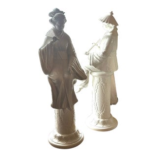Large Chinoiserie Blanc De Chine Style Oriental Figures For Sale