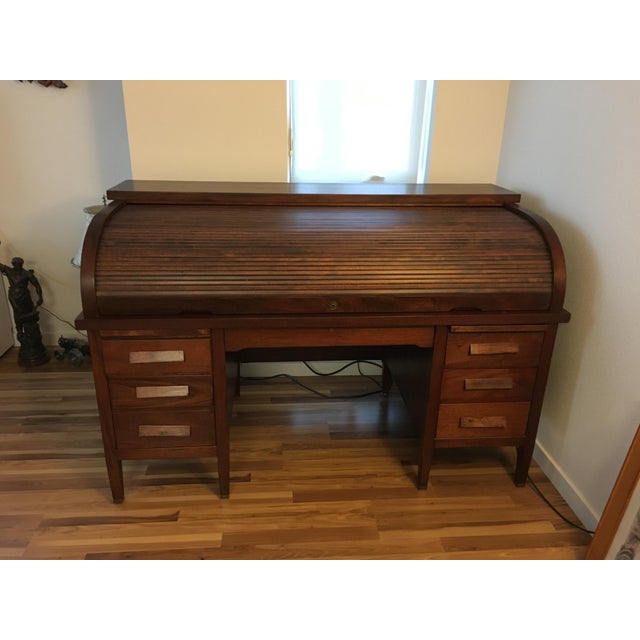 Large Leopold Solid Mahogany Rolltop Desk Chairish