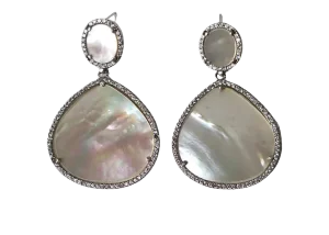 Mother of Pearl Diamond-Esque Drop Earrings - 2 Pieces