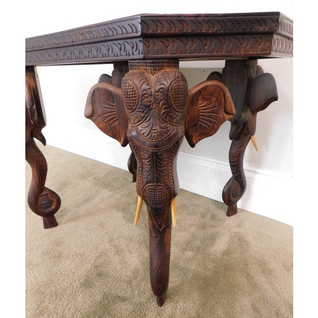 Indian Rosewood Carved Side or Coffee Table With Elephants Chairish
