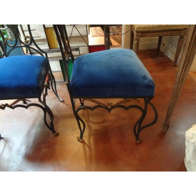 1940s French Iron Chairs Attributed to Jean-Charles Moreux-A Pair For Sale - Image 9 of 13