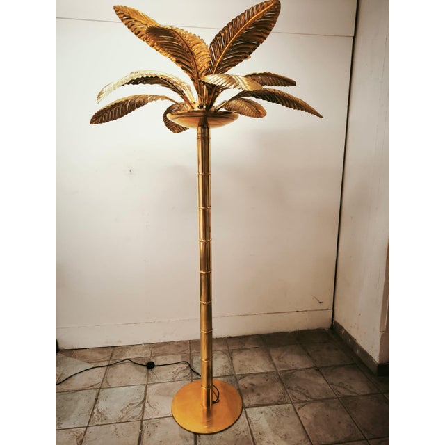 Vintage 12-Light Palm Floor Lamp in Brass, 1970s For Sale - Image 10 of 18