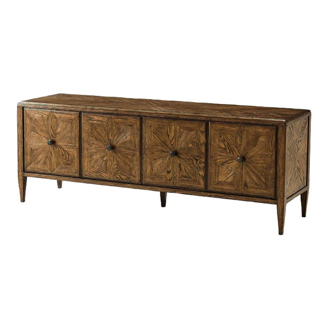 Dark Oak Parquetry Media Cabinet For Sale