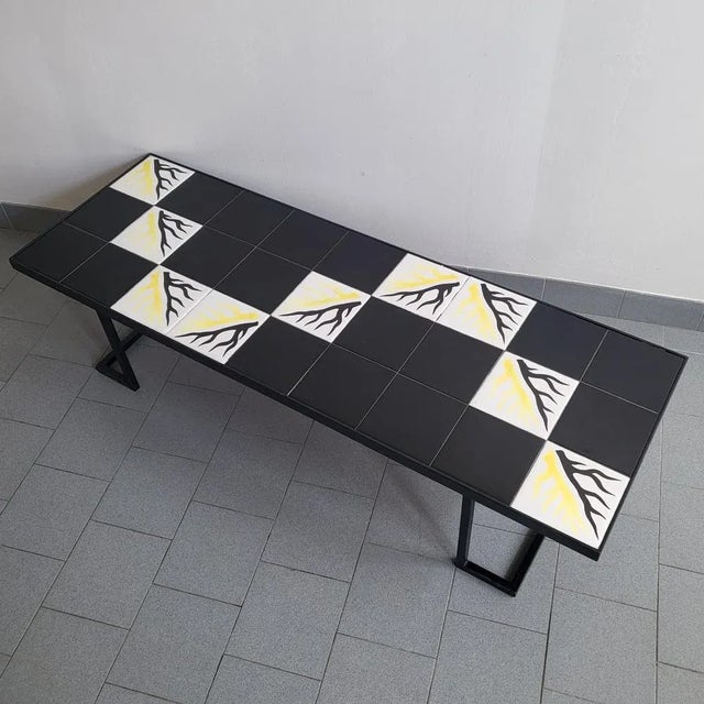 Large Mid-Century Coffee Table in Ceramic & Steel, 1950s For Sale - Image 9 of 10