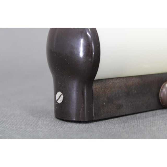 1940s Art Deco Bakelite Tubular Wall Light with Milk Glass, Czechoslovakia, 1940s For Sale - Image 5 of 13