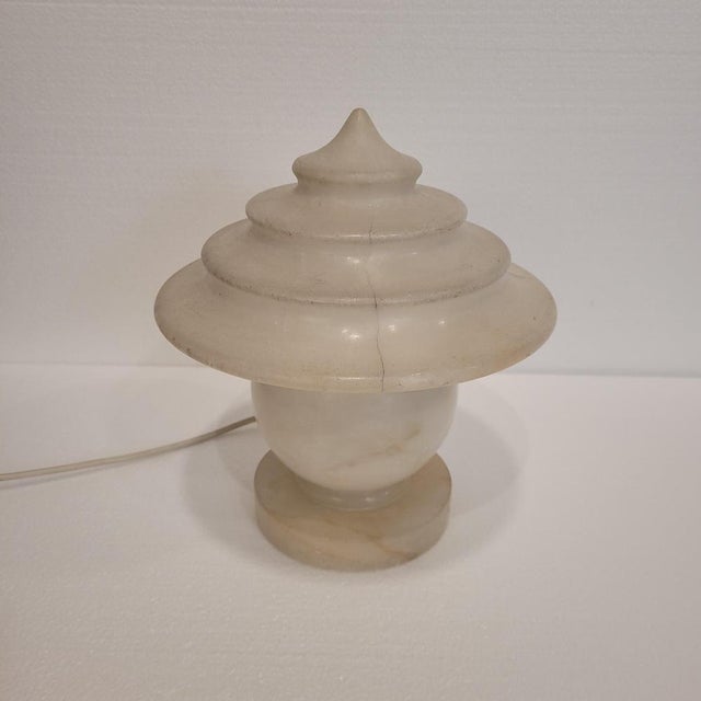 20th Century Art Nouveau Table Lamp in Alabaster, France, 1940s For Sale - Image 9 of 18