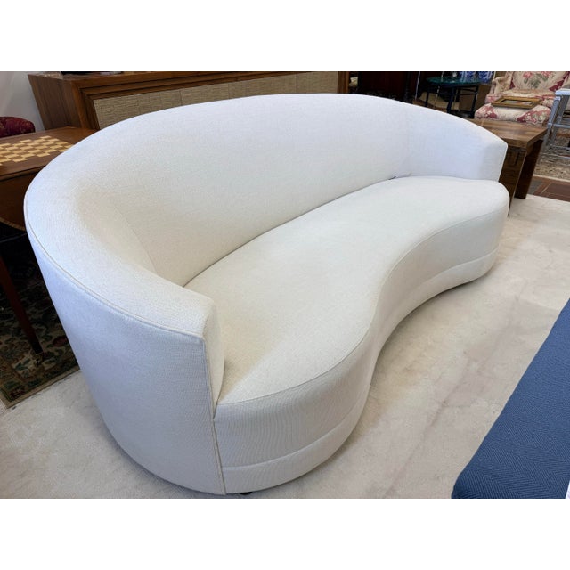 Off-white Curved Kagan Style Sofa For Sale - Image 8 of 9