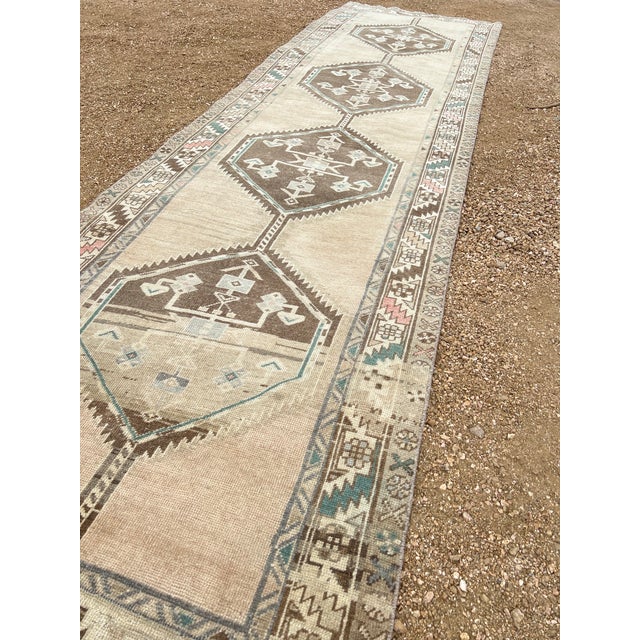 Persian 1960s Vintage Persian, Geometric Pattern, Earthy Color Runner Rug For Sale - Image 3 of 7