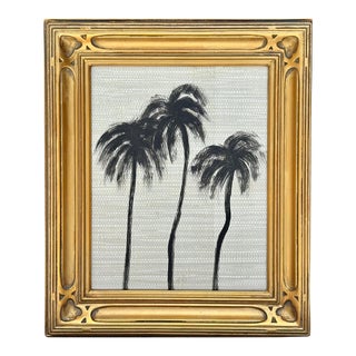 Framed Grasscloth Palm Trees Painting by Haley Mathewes For Sale