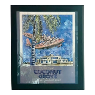 2023 Coconut Grove 59th Arts Festival Poster With Pink Seaplane, Framed For Sale