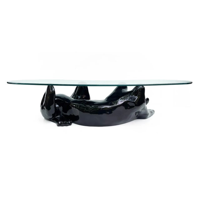 1970s Vintage Black Panther Sculptural Coffee Table For Sale - Image 4 of 9