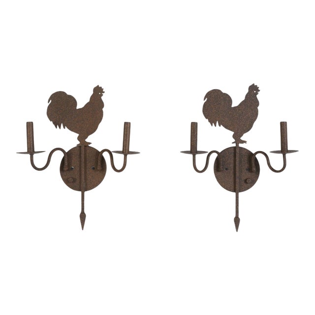 American Made Rooster Sconces - a Pair For Sale