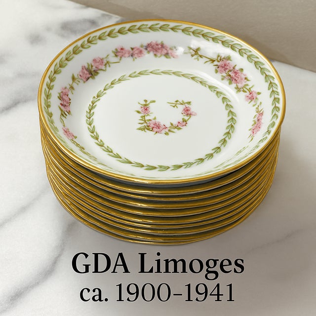 French Antique French Limoges by Haviland G. D. A., Small Dessert / Berry Bowls - Set of 10 For Sale - Image 3 of 8