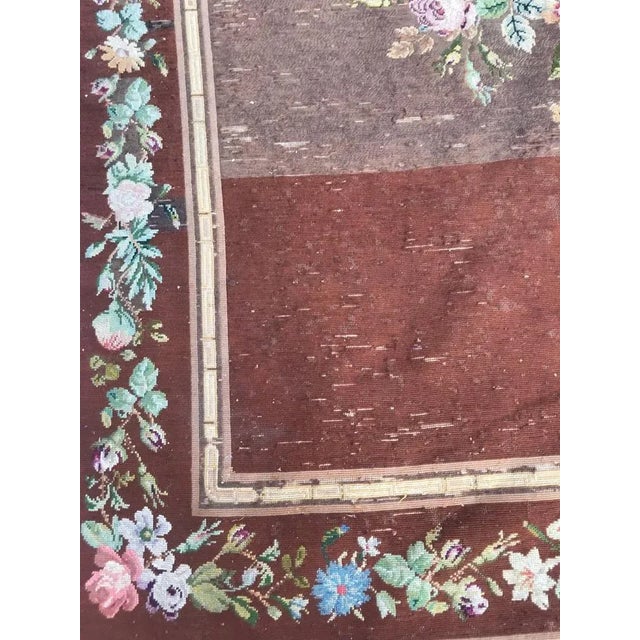 Beautiful late 19th century needlepoint tapestry or rug, with a floral design and beautiful colors, entirely hand...