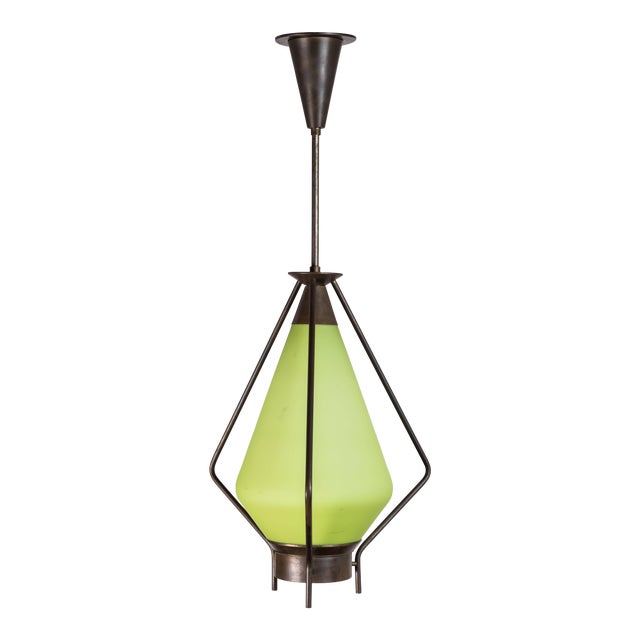 Mid-Century Green Glass Pendant For Sale