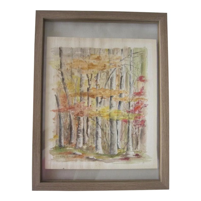 Vintage Fall Watercolor Painting. Signed Gotshall For Sale