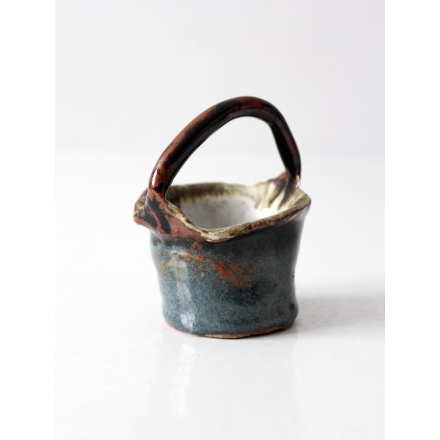 Vintage Handmade Studio Pottery Basket For Sale - Image 6 of 13