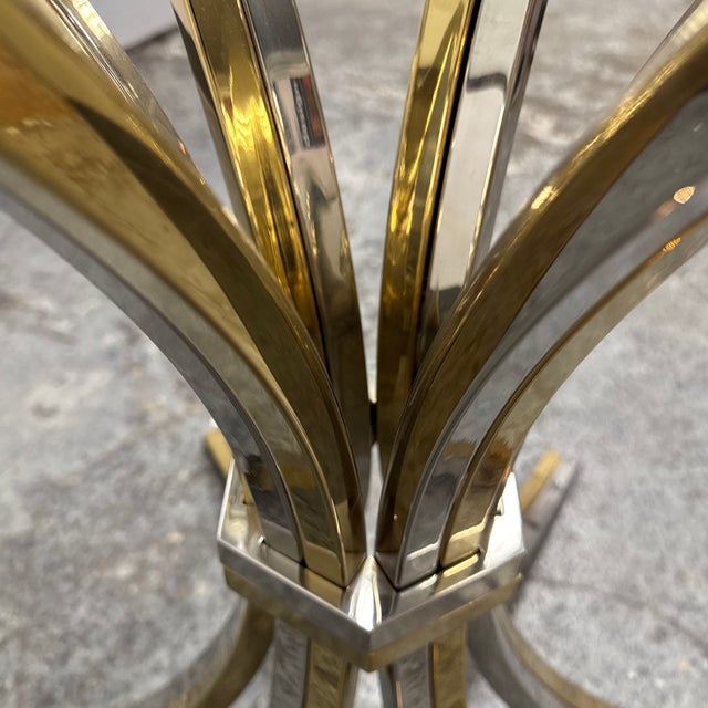 Italian Mid-Century Brass + Chrome Round Glass Dining Table, Vintage For Sale - Image 10 of 12