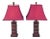 Mid Century Modern Wood Table Lamps With Red Pagoda-Shaped Shades - a Pair For Sale
