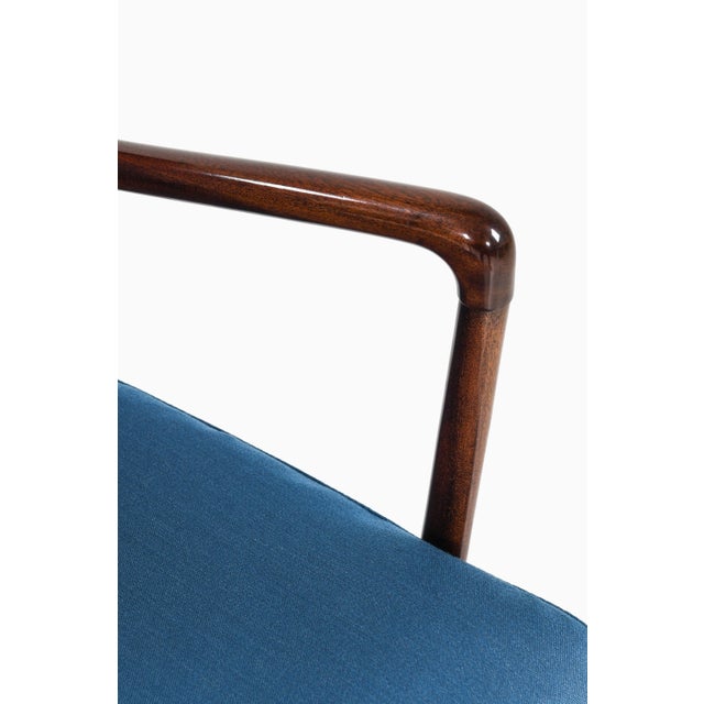 Wood Set of Colonial Easy Chairs in Mahogany, Woven Cane and Fabric by Ole Wanscher, 1960s For Sale - Image 7 of 11