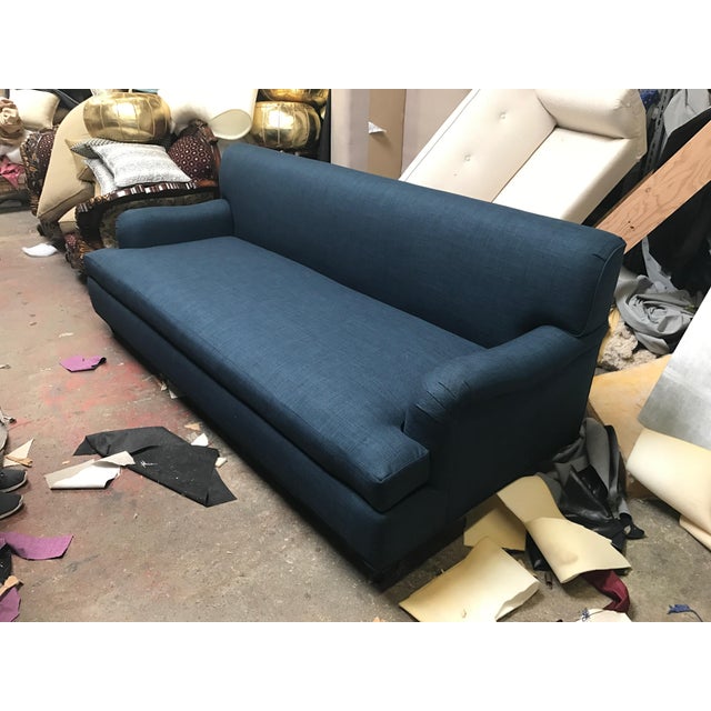 Clad Home Blue Linen Roll Arm Sofa Chairish