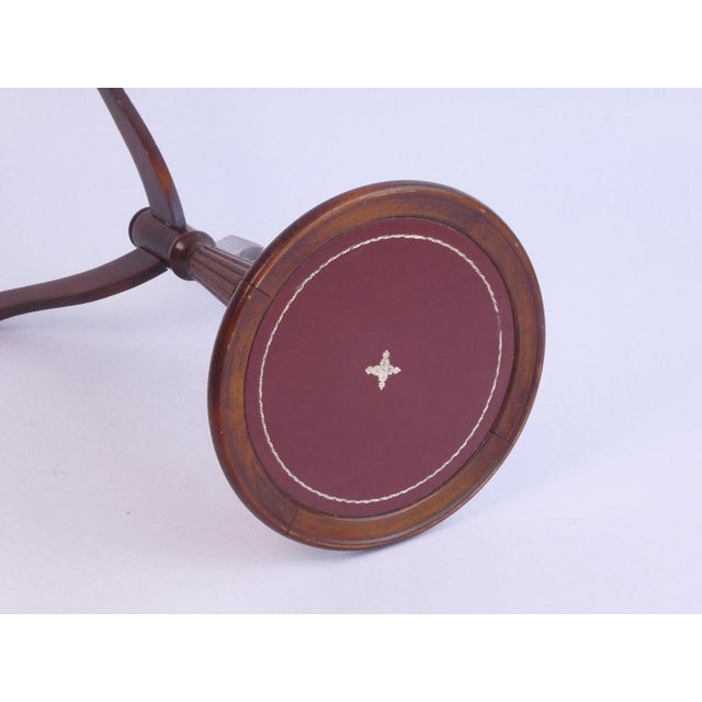 Small Victorian Style Mahogany Wine Table or Plant Stand with Red Leather Top For Sale - Image 5 of 9