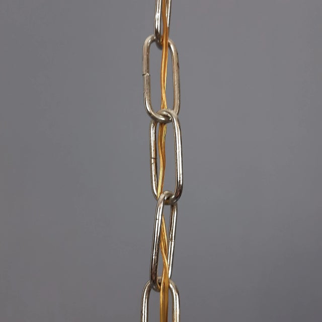 White Murano Glass Pendant with Metal Rings by Nason Mazzega, 1970 For Sale - Image 11 of 13