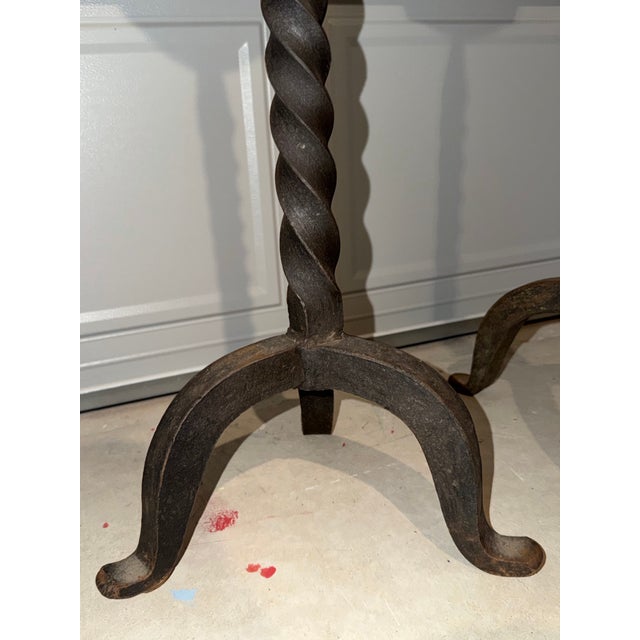 Large Heavy Vintage Iron Swirl Floor Candle Holders For Sale - Image 10 of 11