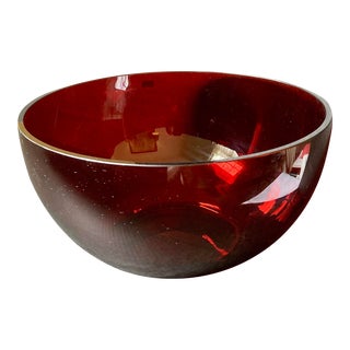 Contemporary Ralph Lauren Bohemian Glass Crystal Centerpiece Bowl in Crimson Red For Sale